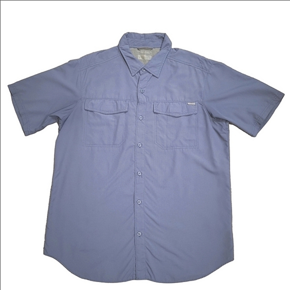 COLUMBIA OMNI-SHADE BLUE CASUAL BUTTON DOWN SHIRT SHORT SLEEVES MENS LARGE
